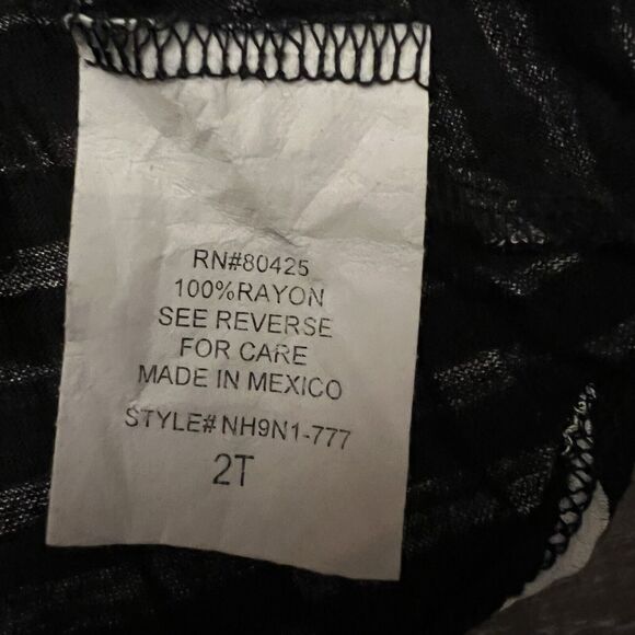 Ta-eam Collection T Shirt Baby Girls sz 2T Black White Stripe Polka Dot Pink Bow - Picture 5 of 8